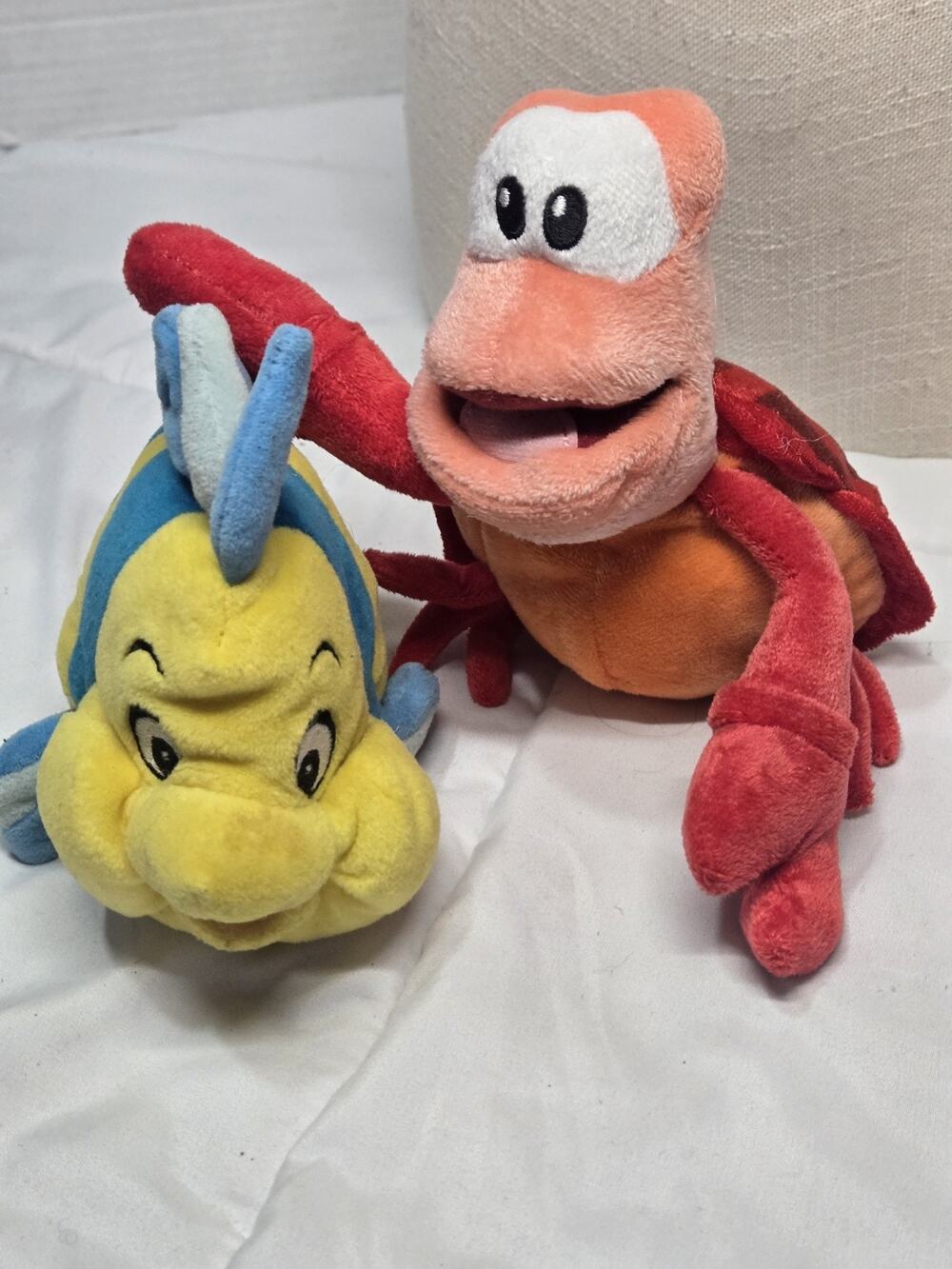 DISNEY Stuffed Animal Vintage SEBASTIAN & Flounder Little Mermaid Movie PLUSHES